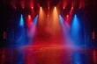 © Mamstock - Artistic performances stage light background with spotlight illuminated the stage for contemporary dance. Empty stage with monochromatic colors and lighting design. Entertainment show