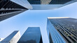 © Kim - skyscrapers in the city view, bottom view of modern city view, ai generated