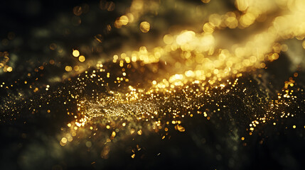 Wall Mural - glitter lights grunge background, gold glitter defocused abstract Twinkly Lights Background.