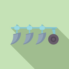 Wall Mural - Vector illustration of a modern plow attachment in a minimalist flat design style with a long shadow