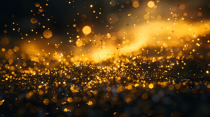 Wall Mural - glitter lights grunge background, gold glitter defocused abstract Twinkly Lights Background.