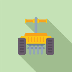 Sticker - Simplistic image of a yellow tractor in flat design with shadow, suitable for agricultural graphics