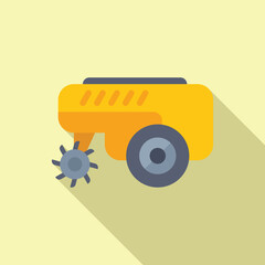 Wall Mural - Flat design icon featuring a stylized yellow tractor, perfect for agricultural and farm related graphics