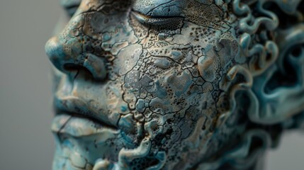 Wall Mural - Close-up of a textured sculpture with contrasting colors