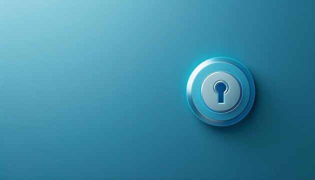 A lone secure connection icon in the lowerright third against a light blue background
