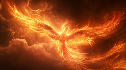 A symbolic image of a phoenix rising from the ashes, representing hope and resilience in the face of lung cancer
