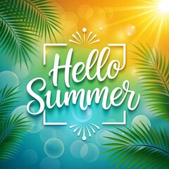 Poster - Hello summer social media greeting card poster template