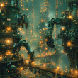 © CtrlN - A futuristic cityscape with robots and glowing lights