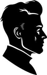 Wall Mural - Vintage Male Silhouette Profile Portrait: Timeless Elegance and Mystery