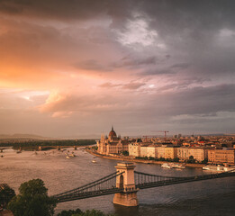 Wall Mural - Wonderful sunset over Budapest, Hungary