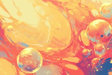 Colorful abstract water droplets in vibrant artwork