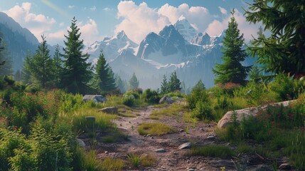 Wall Mural - landscape in the mountains