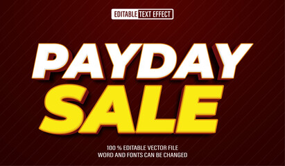 Wall Mural - Editable 3d text style effect - Payday Sale Bold text effect Template