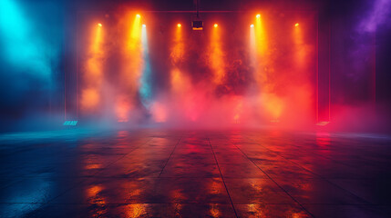 Wall Mural - A stage with lights and smoke