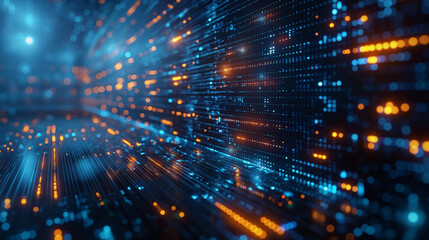 Wall Mural - a computer generated image of a blue and orange line with many small dots