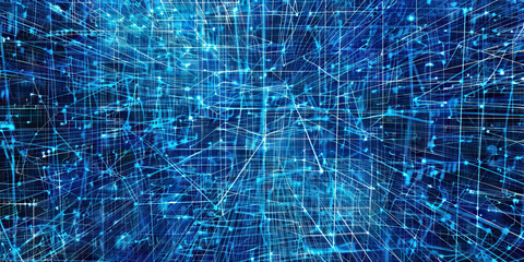 Discount Matrix: Abstract grid of interconnected discount codes and offers forming a complex network.