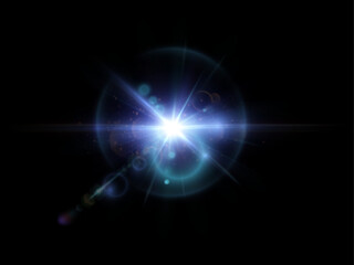 Poster - The effect of abstract blue light rays with highlights on a black background. Vector 10 EPS