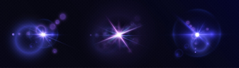 Poster - The effect of abstract blue light rays with highlights on a black background. Vector 10 EPS