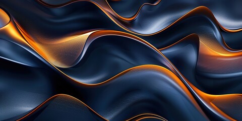 Wall Mural - Blue and yellow modern curvy waves background illustration. Generative Ai