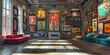 © Lila Patel - Art Gallery Masterpiece Sale: Art gallery walls adorned with paintings, sculptures, and Limited Time Art Sale banners