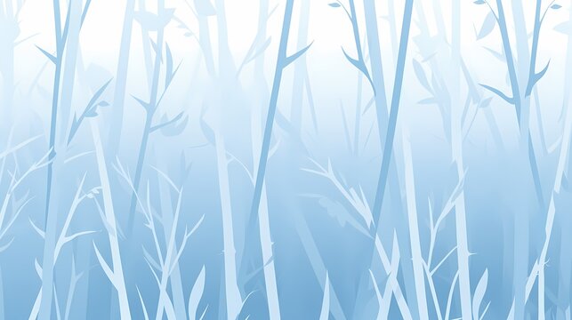 Blue and white bamboo elements decorate poster background