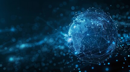 Background with globe. Technology smart city with network communication and internet of things. Internet concept of global business and artificial intelligence.
