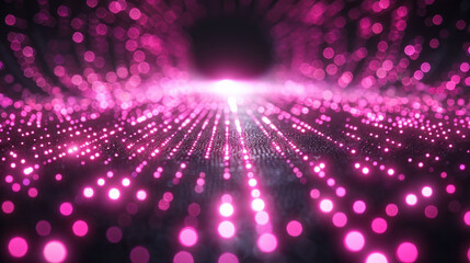 Wall Mural - Stream of pink energy particles, photons in nanoworld, lightspeed data transfer