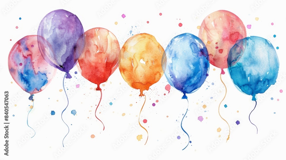 An isolated white background with 60 figures and balloons for a 60th ...