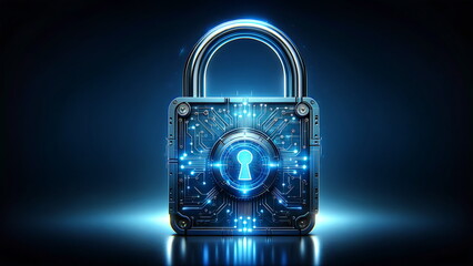 Wall Mural - Cybersecurity Digital Padlock, High-Tech Secure Data Protection Illustration