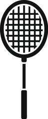 Sticker - Simplified illustration of a tennis racket in black on a white background, ideal for icons and logos