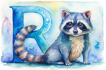 Adorable raccoon illustration with a large 