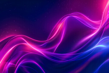 Wall Mural - a colorful, flowing transparent silk fabric waves on a dark blue and purple starry sky background wi