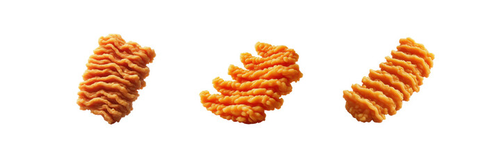Wall Mural - Set of delicious chicken strips isolated over on transparent white background