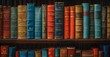 © TigerDude - Full frame of colorful books on bookshelves in a library, in the style of vintage