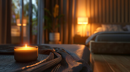 Wall Mural - Candle in a modern bedroom