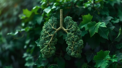 Poster - Bush of green vegetation in the shape of human lungs