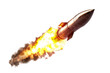 © Anoo - An isolated image showcasing a ballistic missile launching from the ground, with fiery exhaust trailing behind it. Isolated image for design.