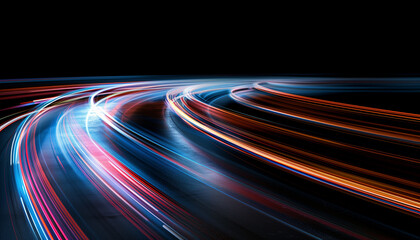 Fast energy colorful speed lights on black background