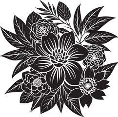 Wall Mural - black and white flower illustration