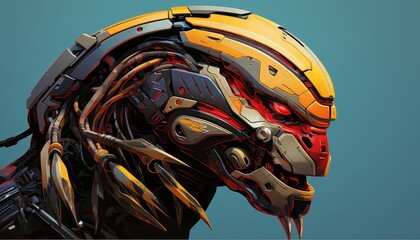 Wall Mural - Predator technology flat design side view advanced theme animation Triadic color scheme