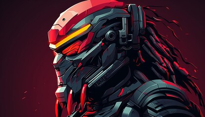 Wall Mural - Predator technology flat design side view advanced theme animation Triadic color scheme