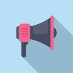 Sticker - Simple, clean vector illustration of a megaphone with a modern flat design aesthetic, featuring cool tones