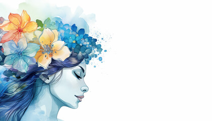 Wall Mural - A woman with a flower crown on her head