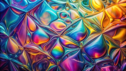 Wall Mural - Abstract iridescent glass background with vibrant hues , glass, abstract, colorful, iridescent, shiny, texture, translucent, surface, backdrop, rainbow, bright, reflective, shimmering
