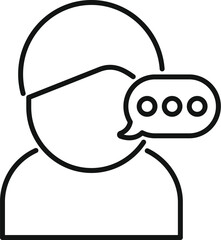 Sticker - Linear icon depicting a person with a headset and speech bubble, symbolizing customer support