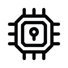 Wall Mural - keyhole on processor, concept icon of secure processor