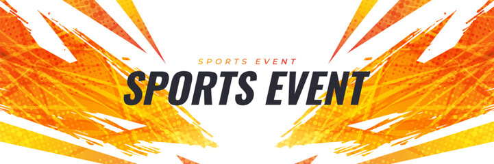 abstract sport background with orange brush and halftone effect. grunge brushstroke element for post