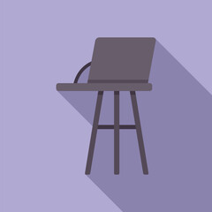 Sticker - Flat design vector illustration of a chair casting a shadow on a purple background