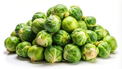 Wall Mural - Fresh Brussels sprouts isolated on a background , vegetables, green, healthy, vegan, food, organic, ingredient, cooking, nutrition, farm, harvest, agriculture, natural, raw, leafy