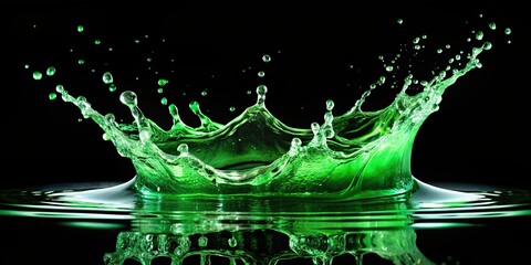 Dynamic splash of green water on black background , splash, green, water, dynamic, abstract, liquid, isolated, motion, vibrant, freshness, artistic, colorful, dark, background, nature, aqua